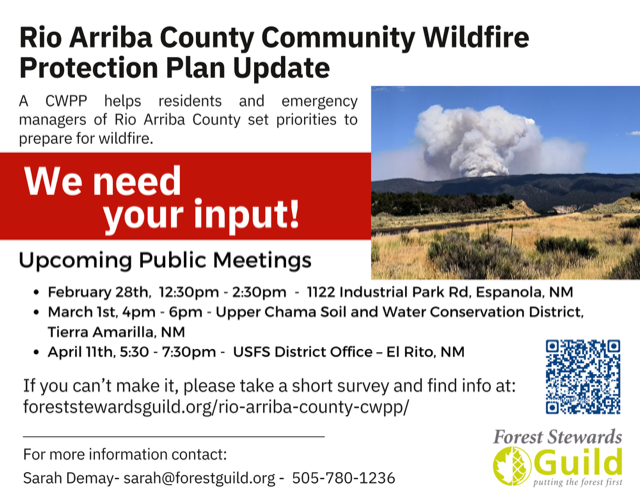 Rio Arriba County Community Wildfire Protection Plan public meeting schedule